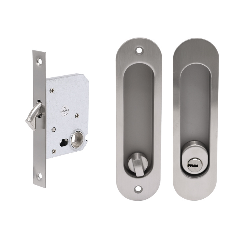 Cerradura de puerta deslizante de acero inoxidable simple cerradura de puerta invisible cerradura de puerta de baño de hotel cerradura de puerta deslizante incrustada de balcón de cocina