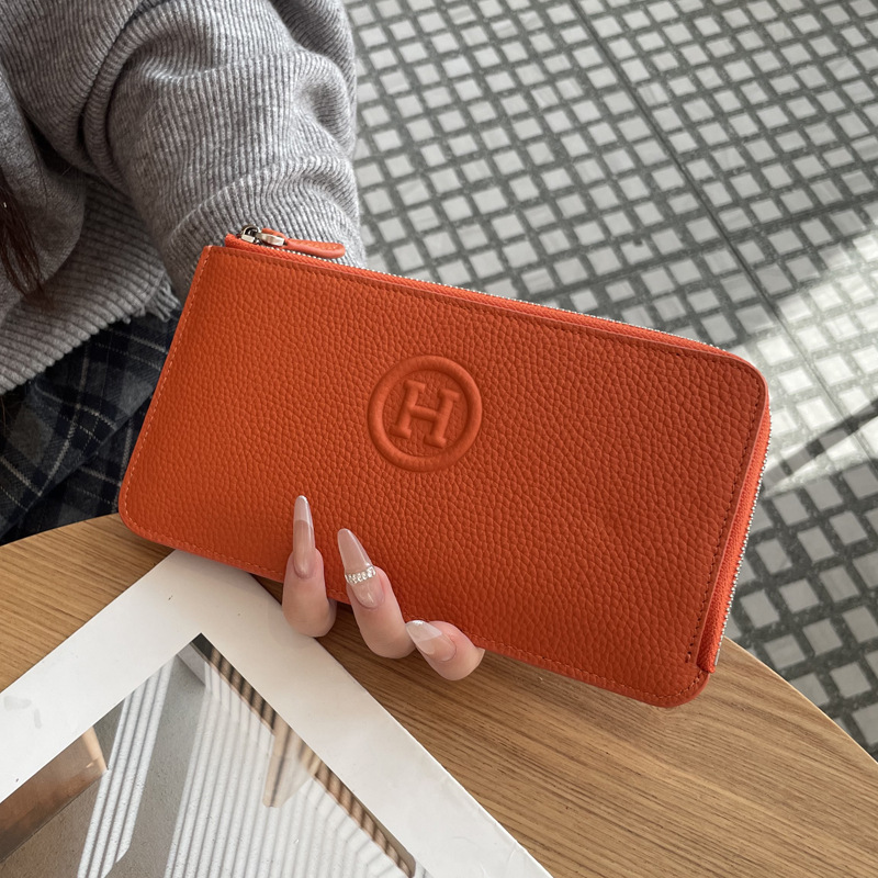 Wholesale Genuine Leather Women's Long Wallet Niche Design 2026 New Arrival Luxury Multi-Functional Zipper Purse - Thumbnail 7