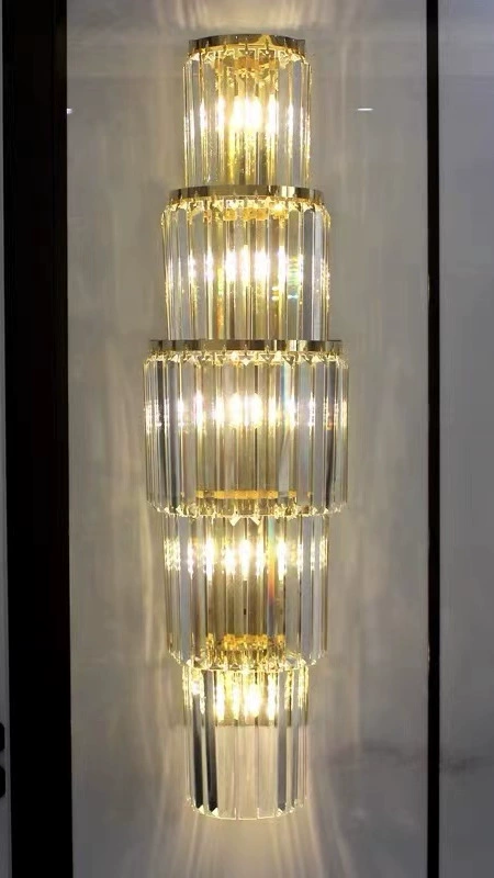 Wall Sconce stainless steel — Modern minimalist crystal wall lamp, 29×9×29 cm, light-luxury style