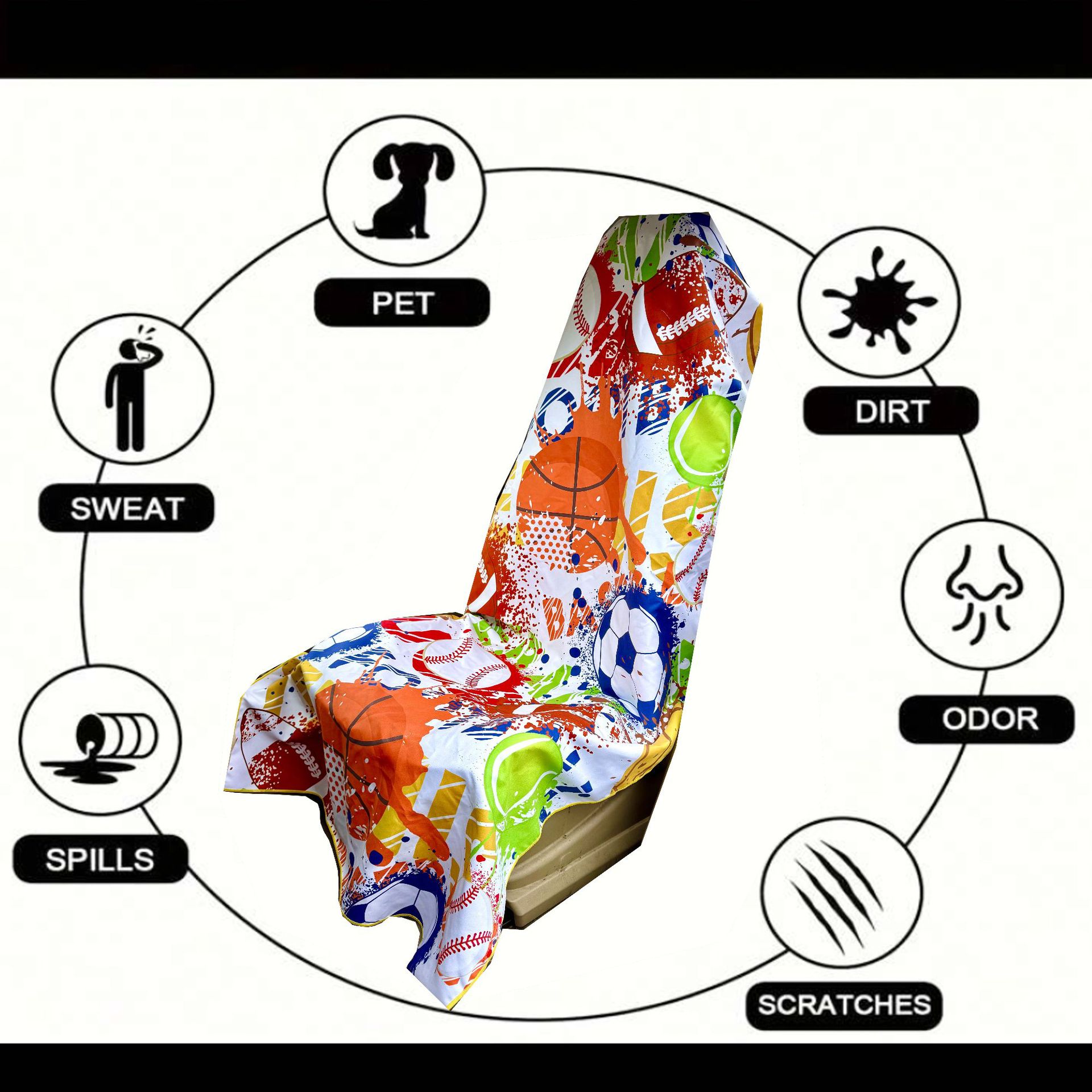 Cross-Border Ultra-Fine Fiber Quick-Drying Universal Car Seat Cover Towel, Beach Towel, Yoga Mat Towel, Sweat-Absorbent and Dust-Proof