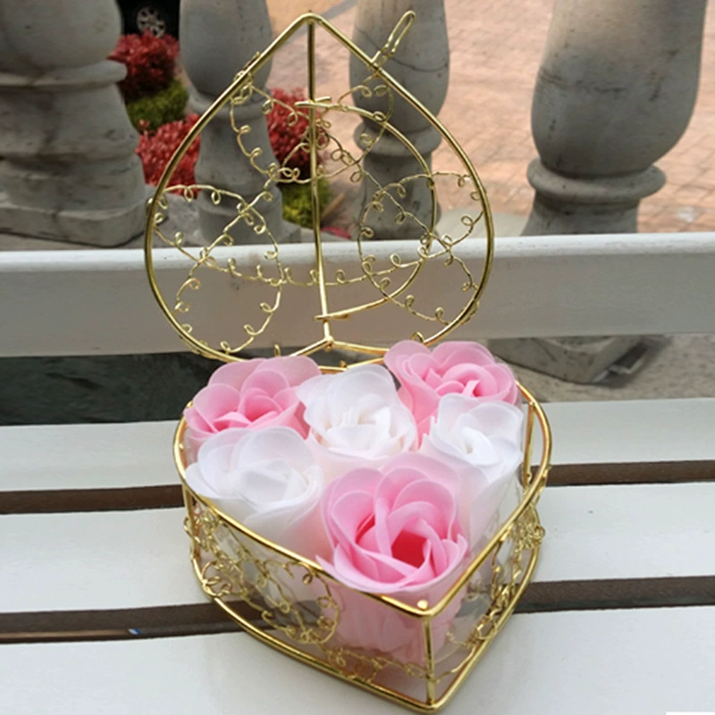 Valentine's Day Gift Simulation Flower 6 Fragrant Scene Flower Iron Basket Creative Hut Migration Wedding Switch Gifts Rose Swing