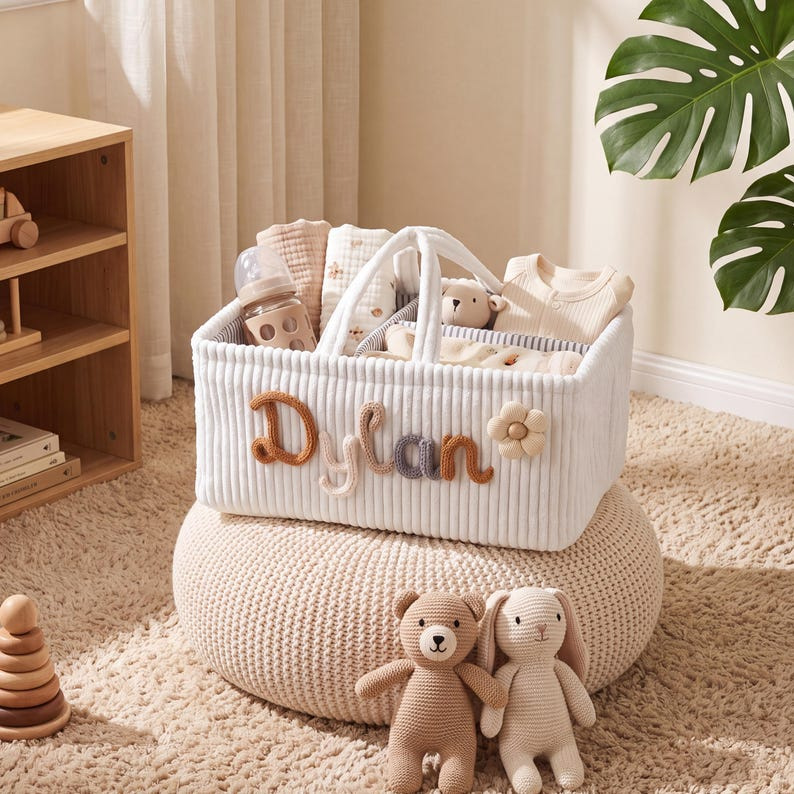 Cross-border exclusive supply of corduroy diaper tote bag, travel foldable storage basket, dirty clothes basket, travel toiletry and miscellaneous items storage