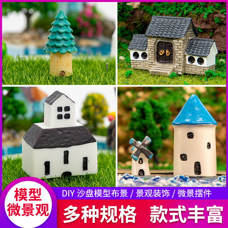 Crab Kingdom Architectural Model Sand Table DIY Materials Micro Landscape Decoration Small House Thatched Hut Ancient Building