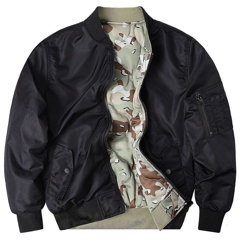 Military Camouflage Reversible Jacket Men's Autumn and Winter Thick Outdoor Flight Jacket Loose Couple Baseball Workwear