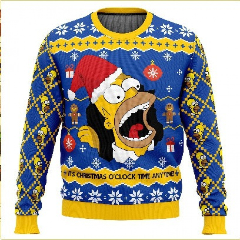 New cross-border foreign trade product: Simpson Family Christmas-themed 3D digital print men's crew neck sweatshirt, casual style New cross-border foreign trade product: Simpson Family Christmas-themed 3D digital print men's crew neck sweatshirt, casual style