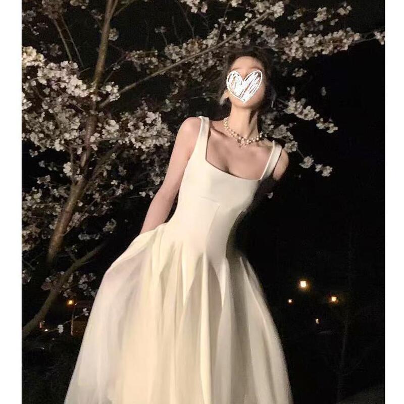 【ワルツ】女性用サスペンダーワンピース、メッシュふわふわ妖精ハイエンドロングスカート|undefined