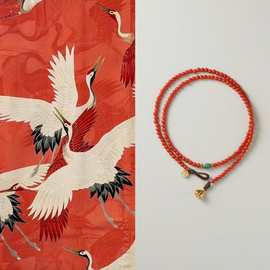 天然南红玛瑙项链极细柿柿如意锁骨链原创新中式风格本命年红色