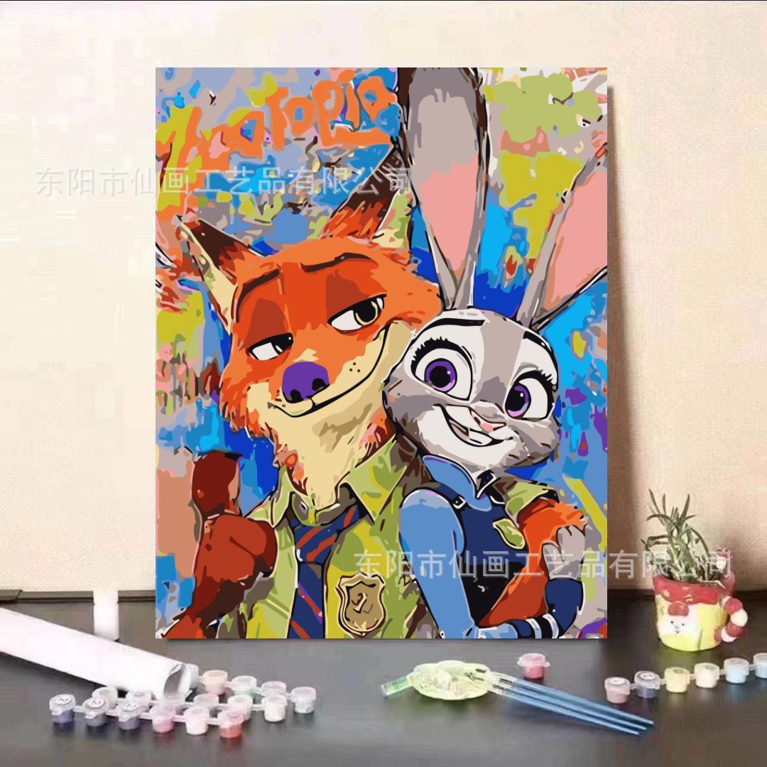 Guardia dulce serie de animación de pintura al óleo digital DIY moderna minimalista para niños fábricas de pintura al óleo de relleno al por mayor