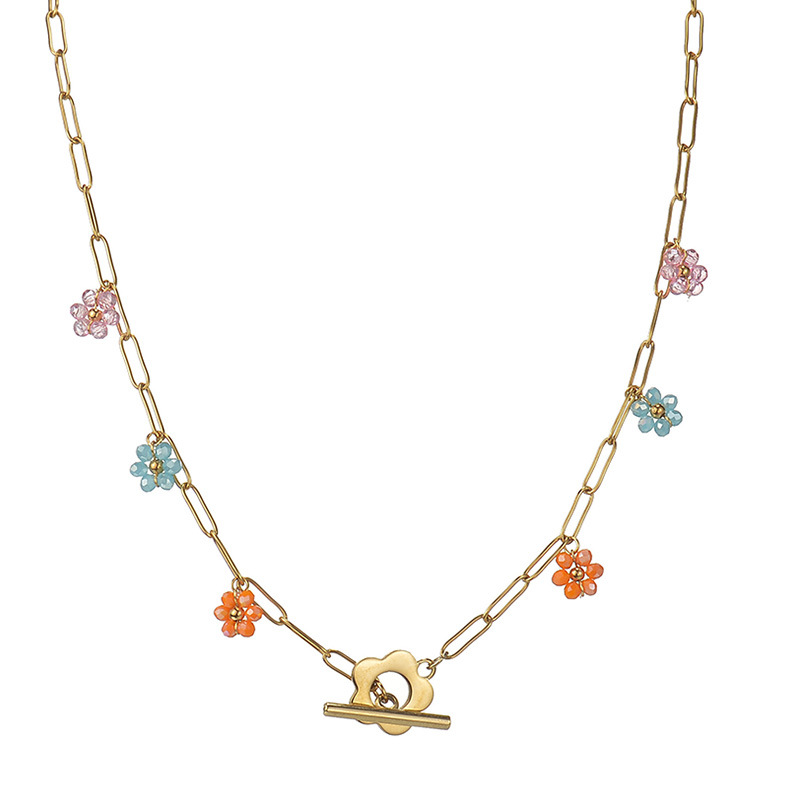 Fashion Flower Stainless Steel Plating Pendant Necklace 1 Piece