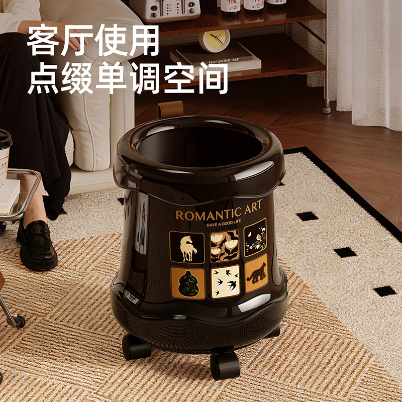 High-End Luxury Household Trash Can with Wheels for Living Room, Creative Large Capacity Movable Waste Bin for Kitchen High-End Luxury Household Trash Can with Wheels for Living Room, Creative Large Capacity Movable Waste Bin for Kitchen