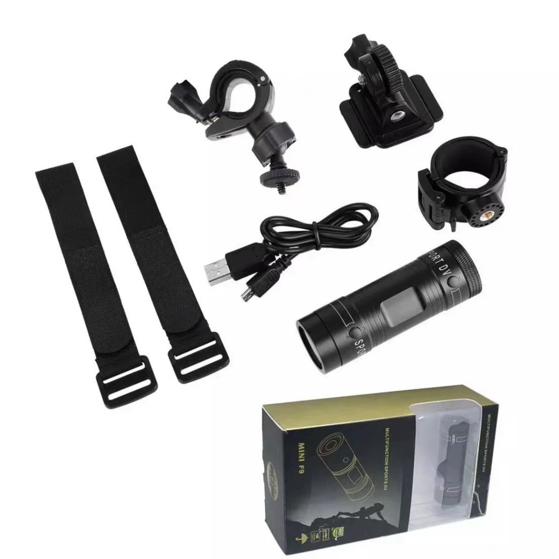 Venta caliente HD cámara de deportes al aire libre F9 bicicleta motocicleta impermeable grabadora de vídeo al aire libre