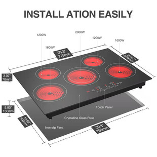 electric Cooker Four Five Six Head Electric Ceramic Stove Multi Head Induction Cooker Electromagnetic Cooker Commercial Embedding