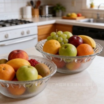 Tazón de ensalada de alto valor facial Tazón de vidrio transparente Tazón de ensalada doméstico Tazón de frutas de microondas Tazón de frutas multi-especificación rentable