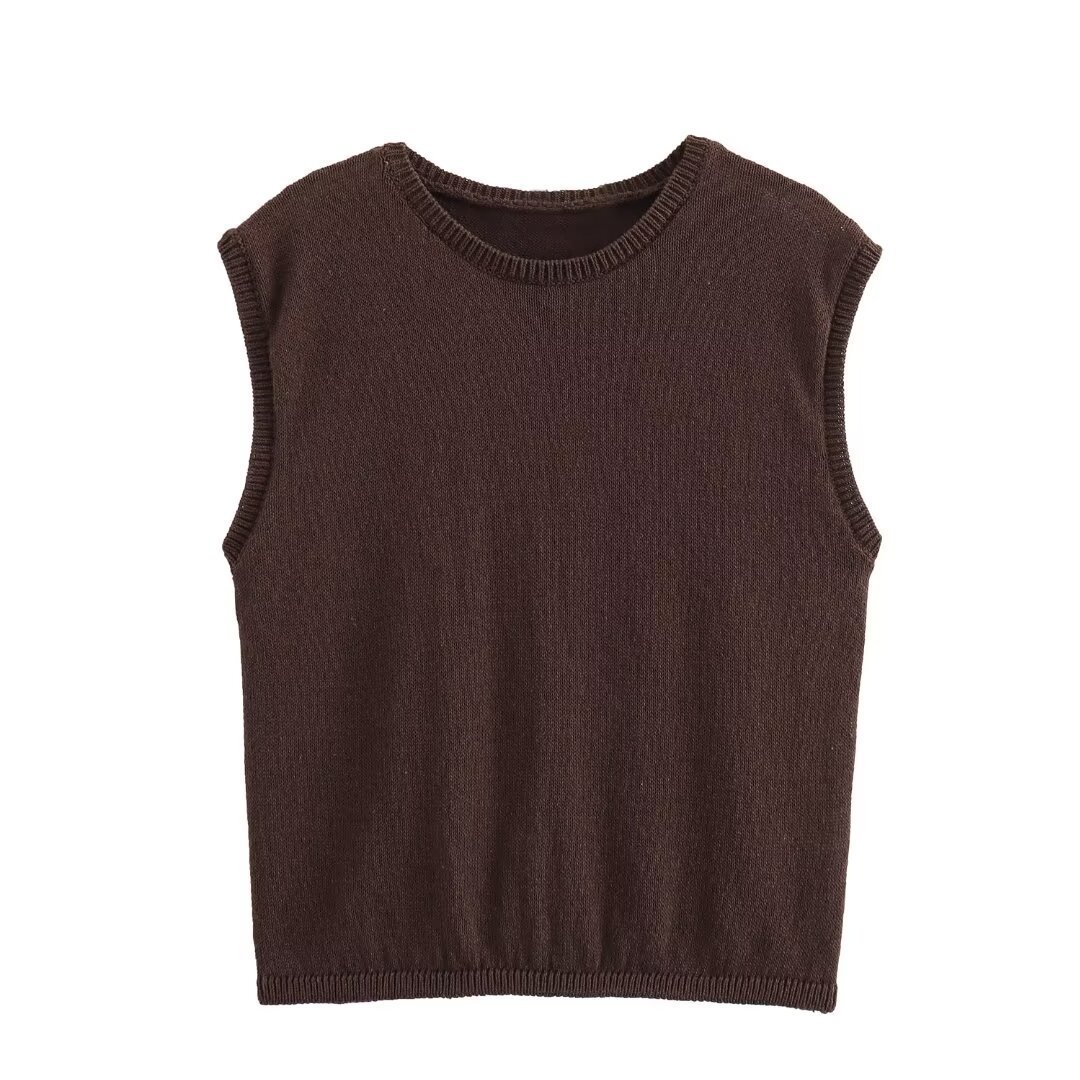 Set di pantaloni con scollo rotondo e gilet alla moda autunno 2024 da donna_voghion.com