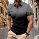 Cross-border Foreign Trade Explosions Men's Short-sleeved Zipper Polo Shirt Interface Color 3D Printing Business Fashion Casual Shirt