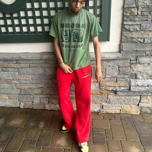 2024 Autumn and Winter New Trousers American Retro Trendy Letters Embroidered Casual Loose Men's and Women's Sports Pants