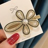 Hair accessory from pearl, hairgrip with bow, fashionable bangs, Korean style, internet celebrity, diamond encrusted, simple and elegant design