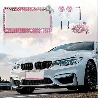 US standard, diamond-embellished bow-shaped license License plate holder/license plate holder
