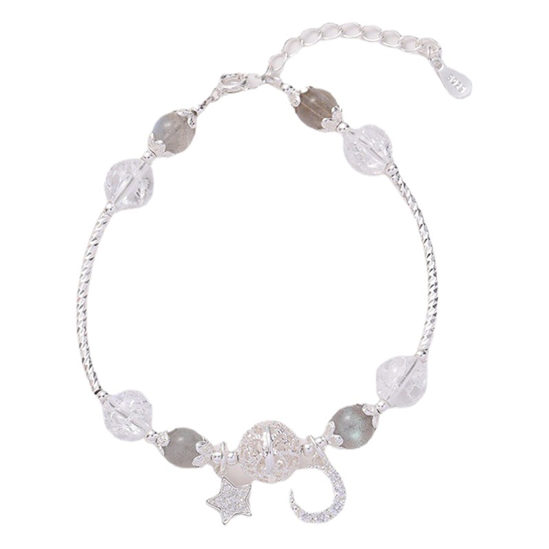 Badu simple pulsera de cristal blanco flor caliente Moonstone estrella Luna pareja pulsera de regalo