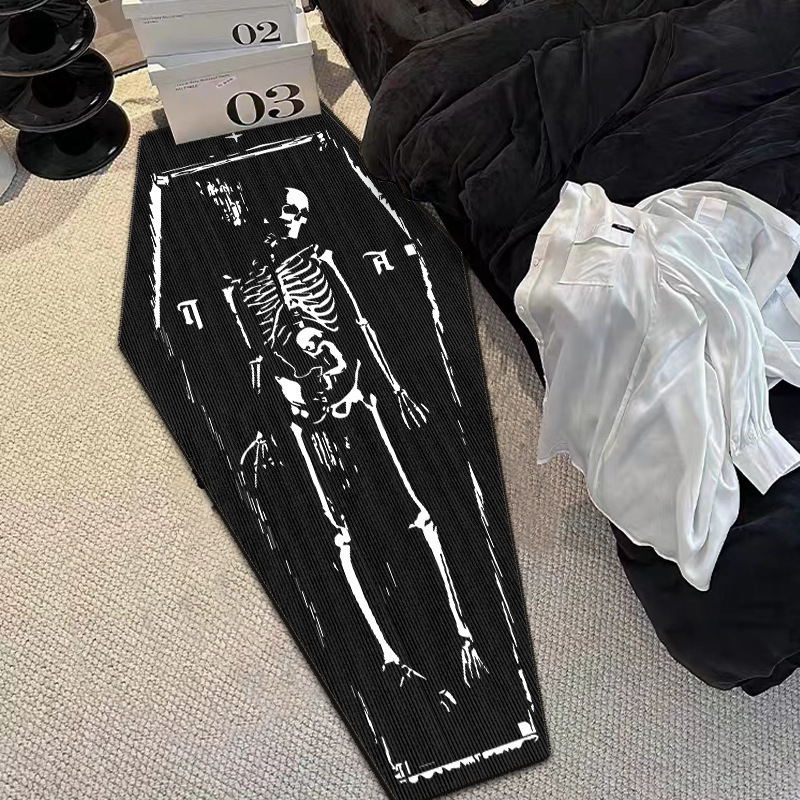 クロスボーダー特別フロアマット特殊形状クリスタルベルベットハロウィンスカルパーティーフロアマット家の装飾寝室のベッドサイドブランケット|undefined