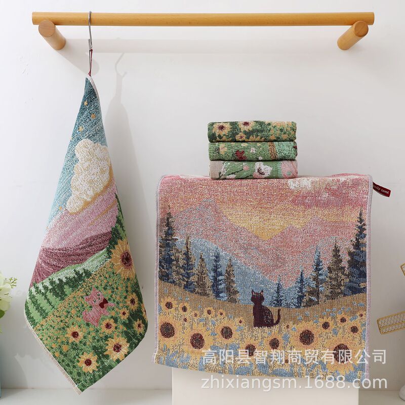 Pure Cotton Gauze Towel Four-Layer Gauze Square Towel Kindergarten Kidsren's Cotton Square Towel Wholesale Export Korean Dish Towel