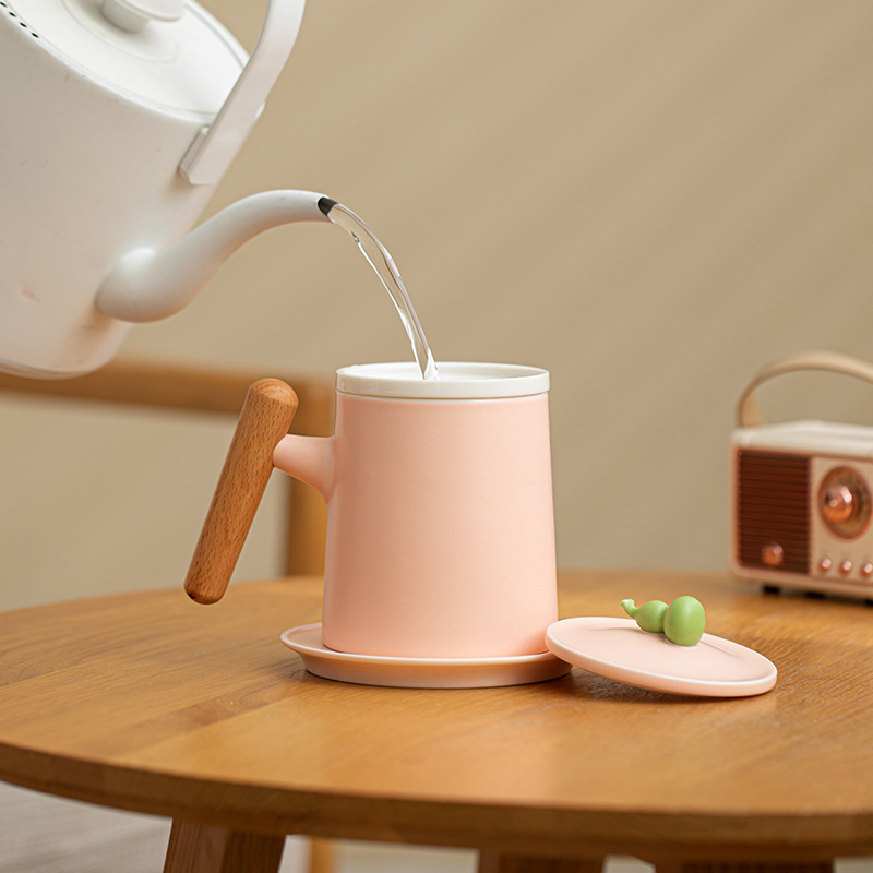 セラミックティーカップ、茶水分離カップ、見栄えの良い女性用パーソナルクリエイティブオフィスティーマグ|undefined
