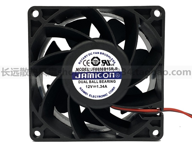 凯美JAMICON JF0838B1SR-R 12V1.34A 8038 8CM 2线 机箱 电源风扇