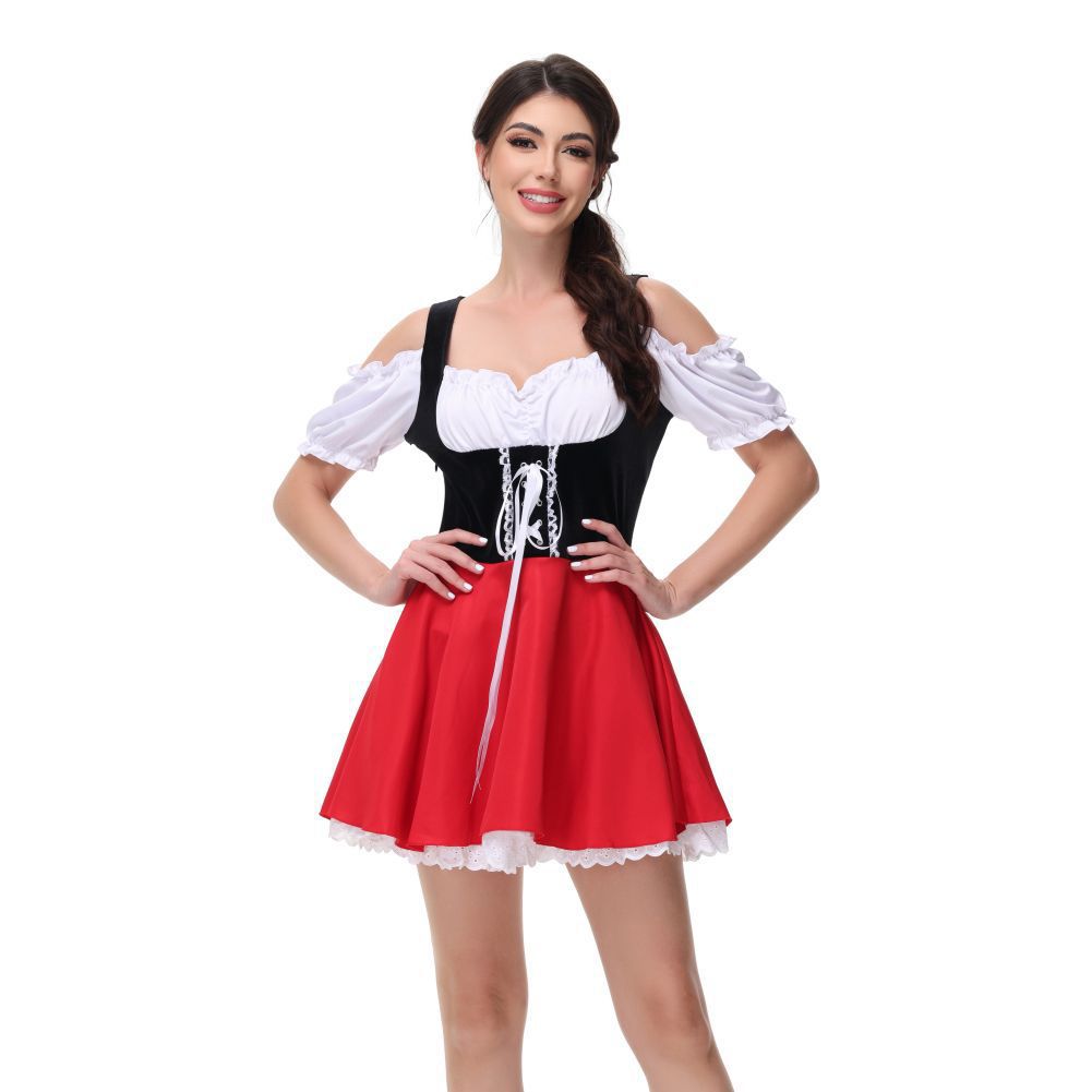New short-sleeved German beer costume, Munich Oktoberfest outfit, festival beer party stage performance costume