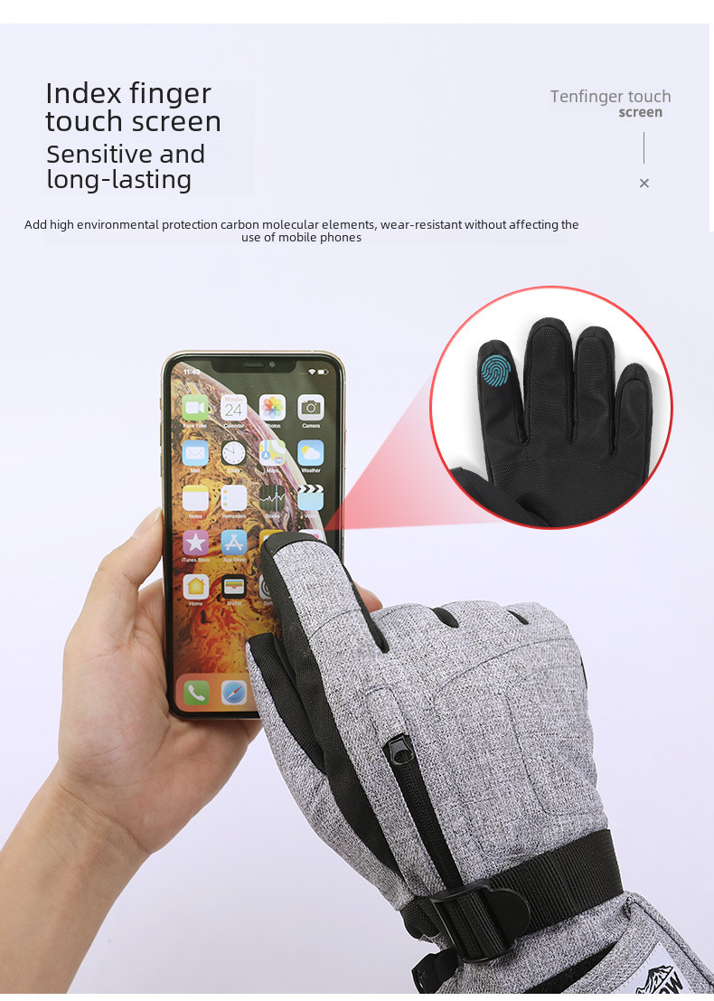 Men's ski gloves warm winter windproof velvet ski non-slip sports waterproof cold-proof touch screen velvet gloves_maomaolike.com