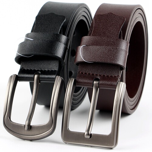  new two-layer cowhide belt men's genuine leather pin buckle belt men's Korean style retro trendy trouser belt for young and middle-aged people
