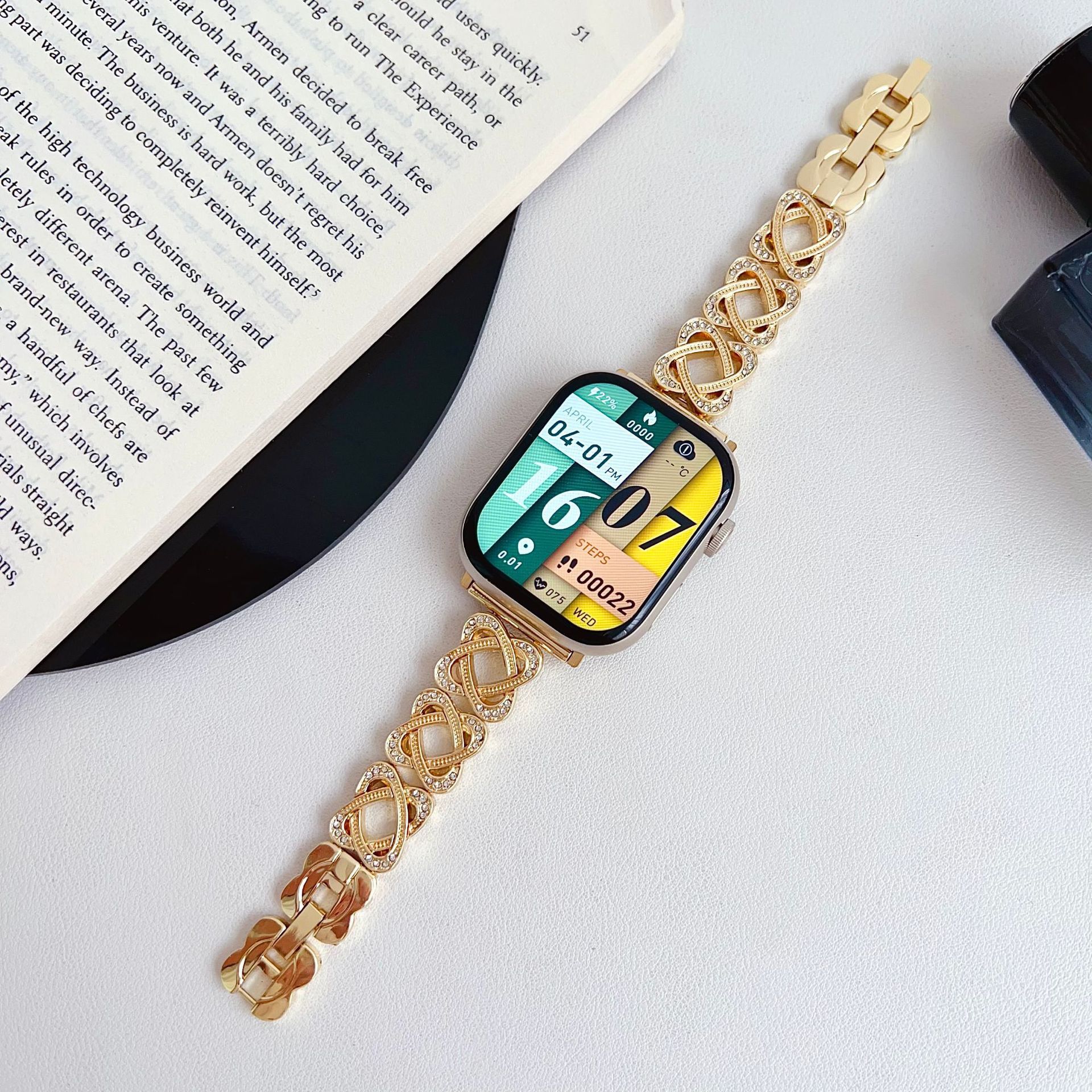 Para Apple 6789 generación pulsera Apple watch SE diamantes correa de cadena de metal universal