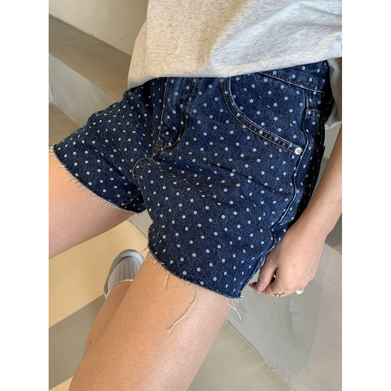 Yu Yi Seasonal Big Sale 20% off Retro Polka Dot Niche Design Denim Shorts Women's Casual Easiest for Match A-Line Pants Women Yu Yi Seasonal Big Sale 20% off Retro Polka Dot Niche Design Denim Shorts Women's Casual Easiest for Match A-Line Pants Women
