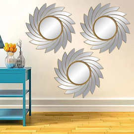 厂家直供太阳花挂镜装饰镜 塑料PVC壁挂镜子组合北欧沙发背景装饰