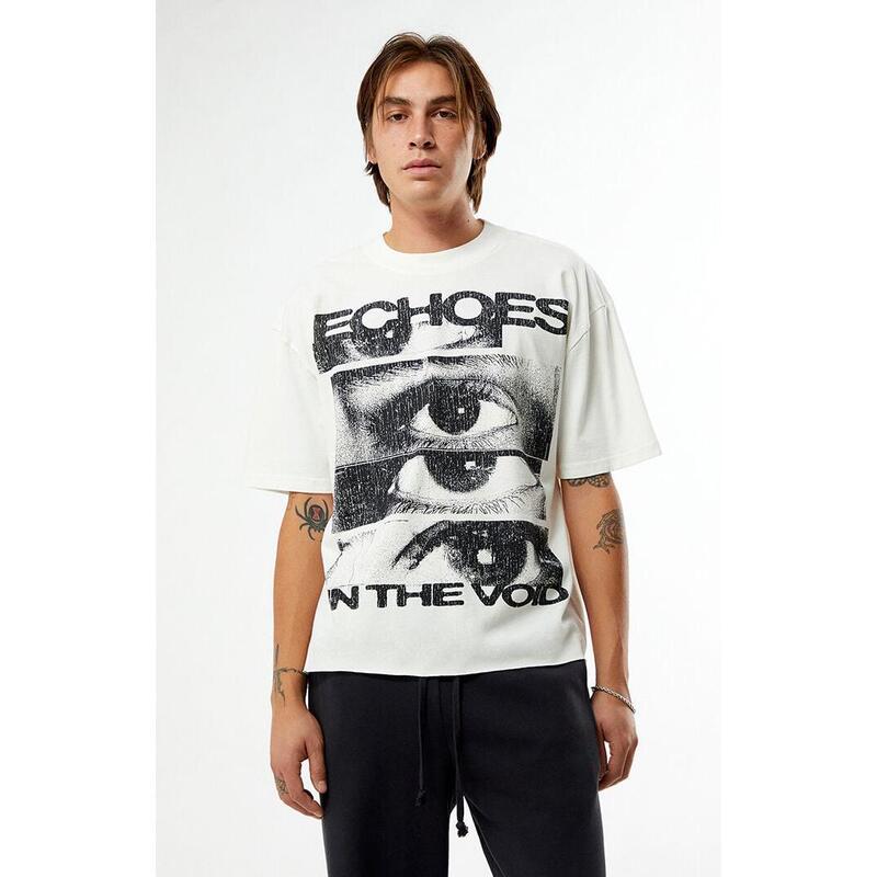 Cross-Border Pure Cotton European Size Pacsun Men's Echoes Cropped 100% Cotton T-Shirt