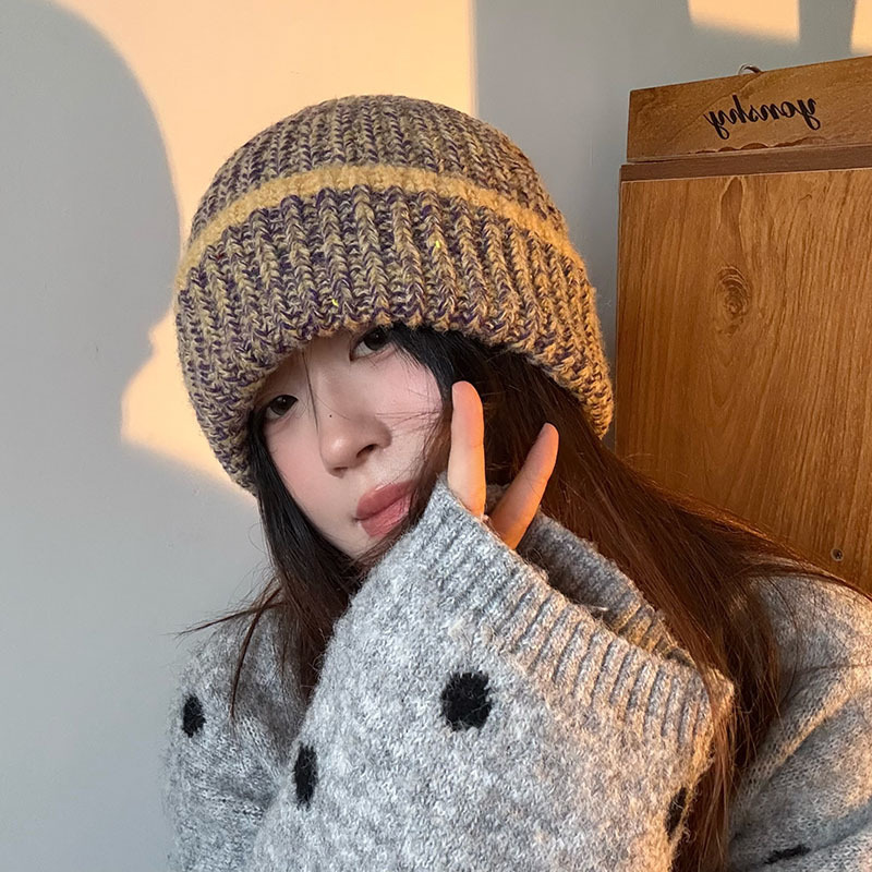 韩国订单羊毛混纺2025年新款秋冬大头围保暖针织帽显脸小毛线帽女|undefined