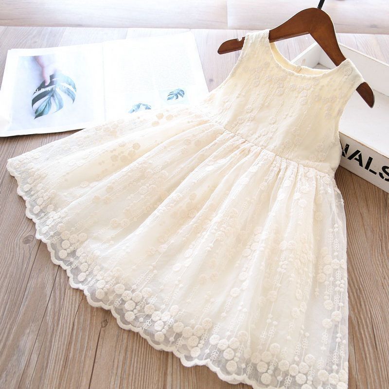 Girls Dress Summer Dress 2025 New Style Sleeveless Skirt Children's Lace Gauze Skirt Summer Baby Princess Dress