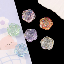 电镀幻彩透色玫瑰花diy奶油胶配件爱你手工diy发饰头绳树脂配件