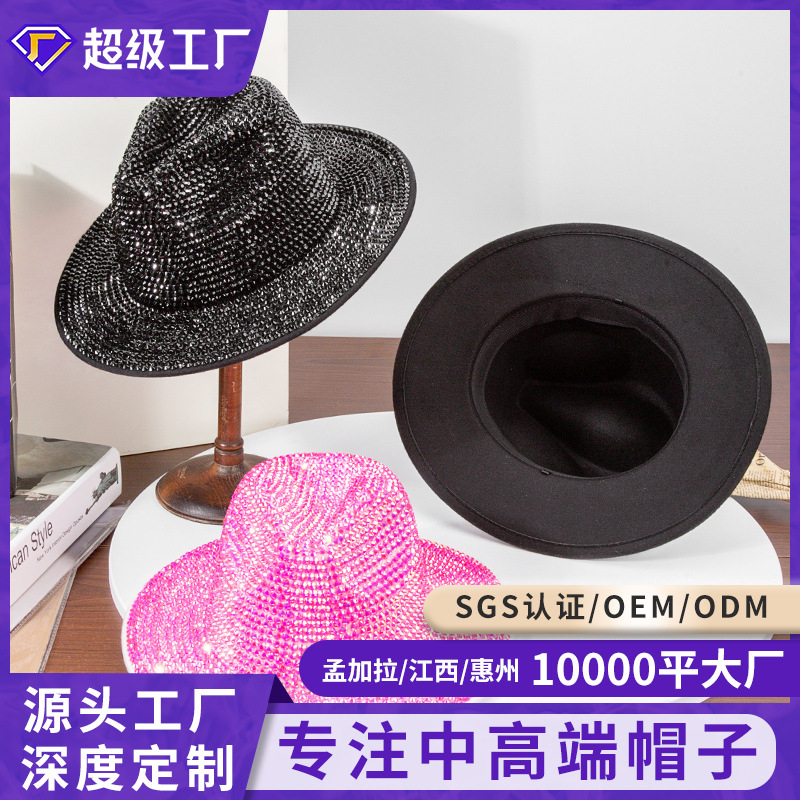 2026 Linglong otoño y invierno nuevo sombrero de escenario de moda gorro de jazz de diamante británico retró gorro de diamante rojo