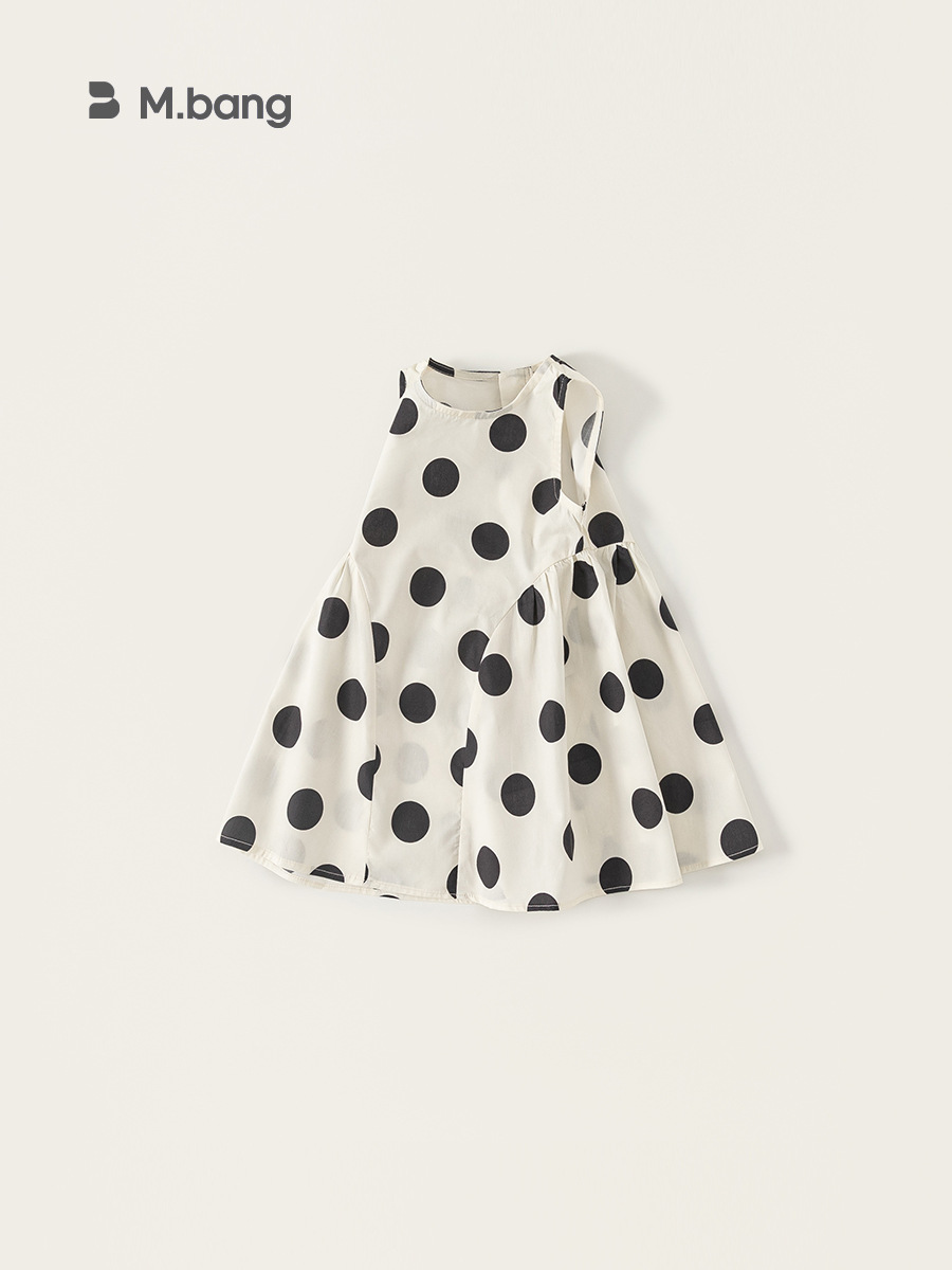 Ropa infantil Youbao, elegante vestido de verano para niñas, vestido negro con lunares sin mangas para niñas