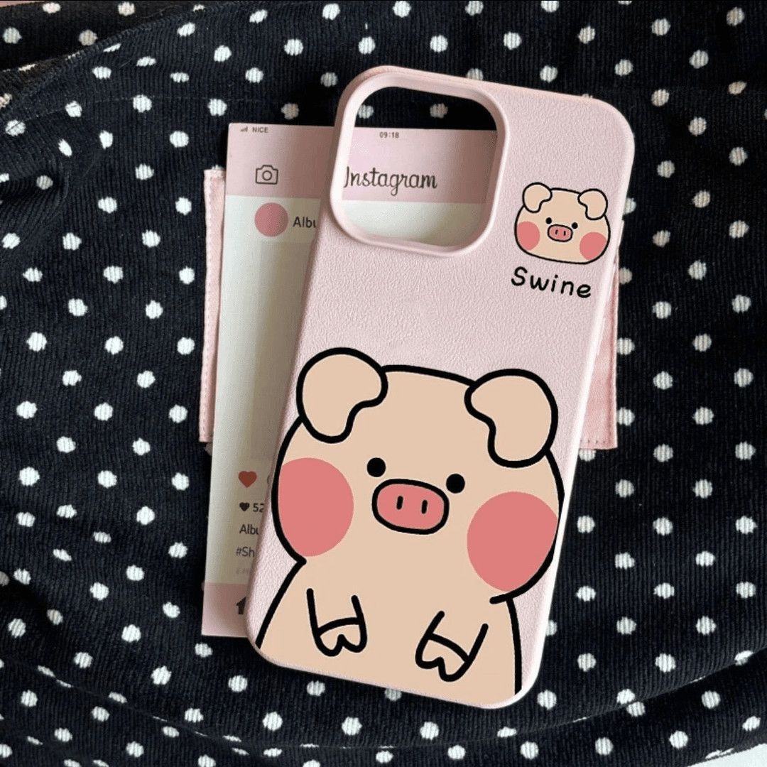 大脸憨猪适用于苹果15PROMAX手机壳iPhone14荔枝纹13趣味12卡通11-阿里巴巴