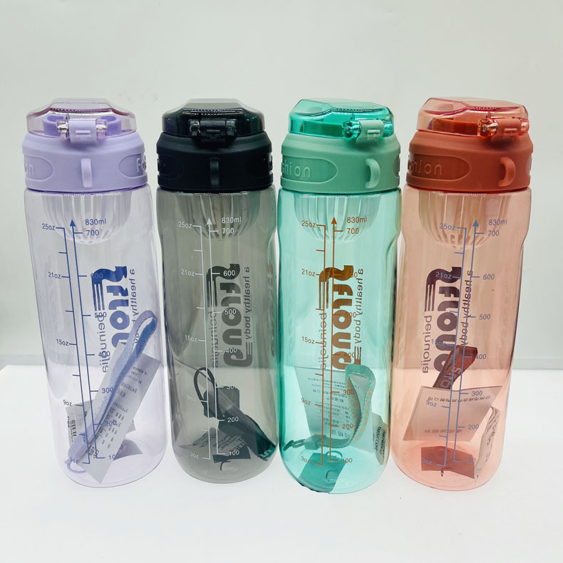 Shanghe bebida directa de gran capacidad deportes taza de agua con escala cuerda portátil tetera compartimiento de té taza de plástico de alto valor de color