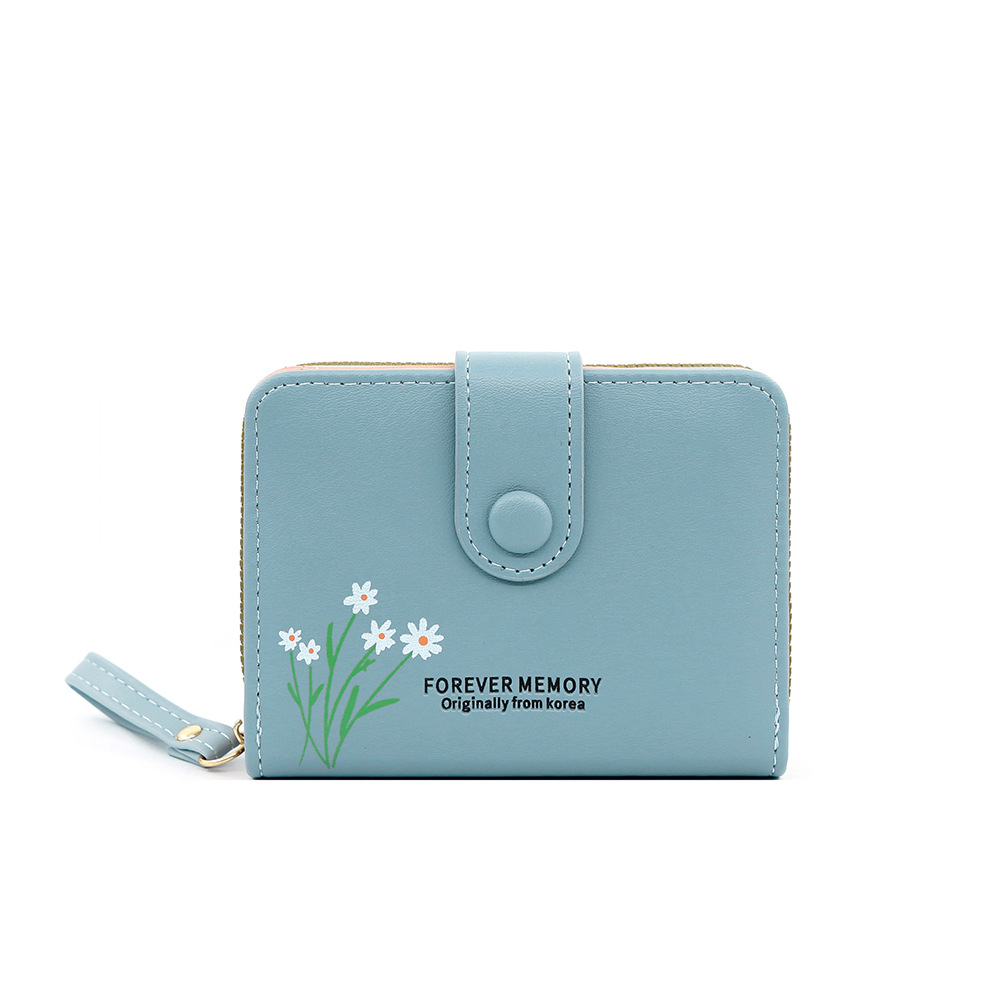 Nuevo cross-border cremallera billetera corta de moda de color sólido impresión multi-tarjeta billetera