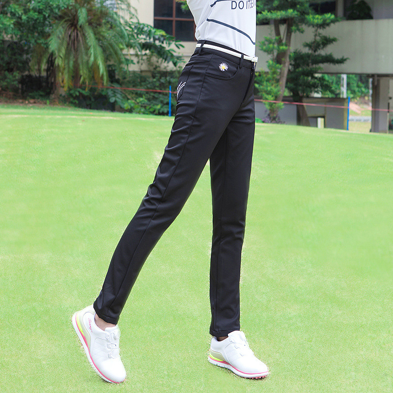 ゴルフ服の新型秋冬服の女性の中腰は身を修めて保温の長いズボンの運動のカジュアルなズボンを厚くします。