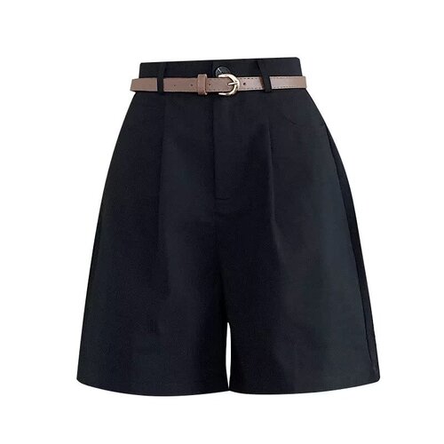 Retro High-Waist Suit Shorts 2025 Summer A-Shape Slimming Outerwear Loose Wide-Leg Five-Eight Shorts Breathable