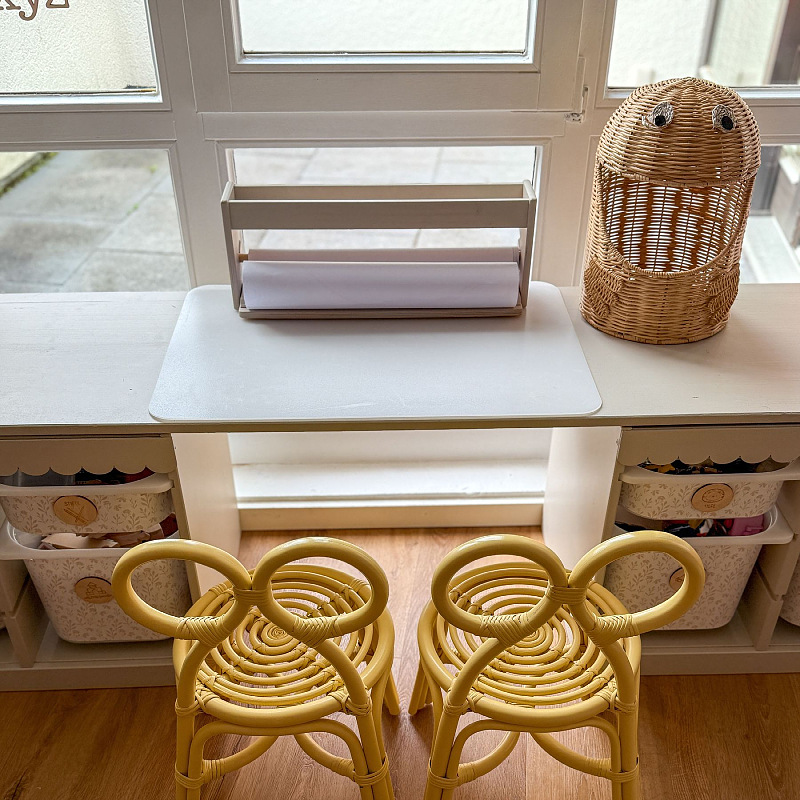 Creativa de ratana trenzada monstruo canasta de escritorio caja de almacenamiento de artículos de escritorio juguetes de papelería canasta de almacenamiento de artículos