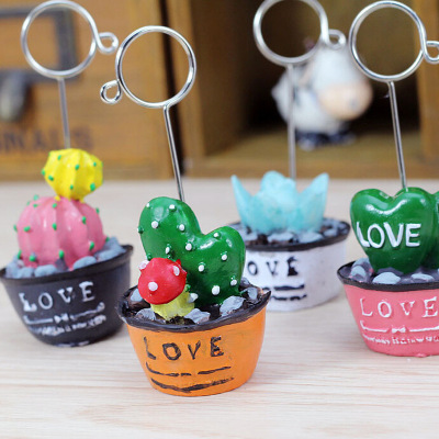 ZAKKA杂货可爱love便签夹多肉盆景留言夹照片夹创意桌面树脂摆件|ms