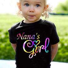 2025夏季女童款宽松 Nana's Girl彩色 T恤欧洲东南亚外贸短袖批发