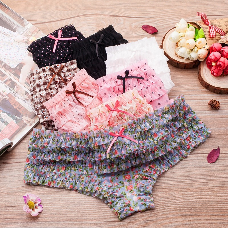 Sml Good Quality Japanese-Style Low-Waist Flat-Angle Cake Pants Mesh Printed Sexy Women's Lace Panties Cute Sml Good Quality Japanese-Style Low-Waist Flat-Angle Cake Pants Mesh Printed Sexy Women's Lace Panties Cute