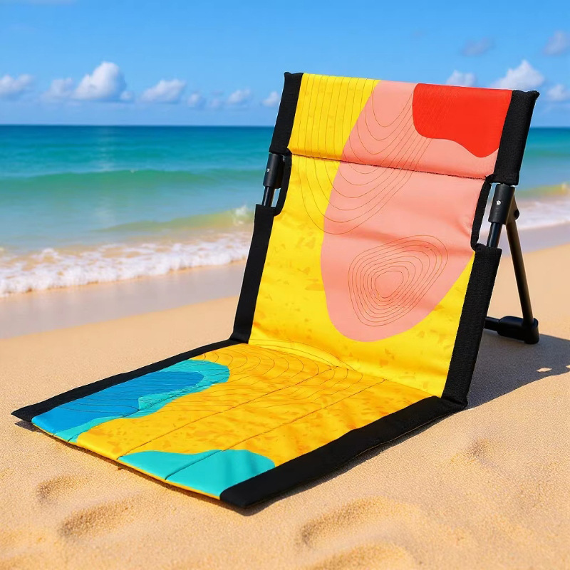 Cross-Border Amazon Outdoor Folding Chair Beach Garden Recliner Folding Portable Chair Floor Mat Lawn Chair Cushion