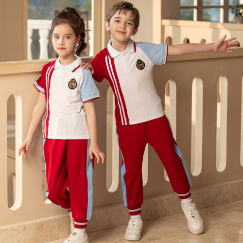 New Boys' and Girls' Elementary School Uniform Set, College Style Sports Style Class Uniform Set for Kindergarten, 2-4 Piece Set